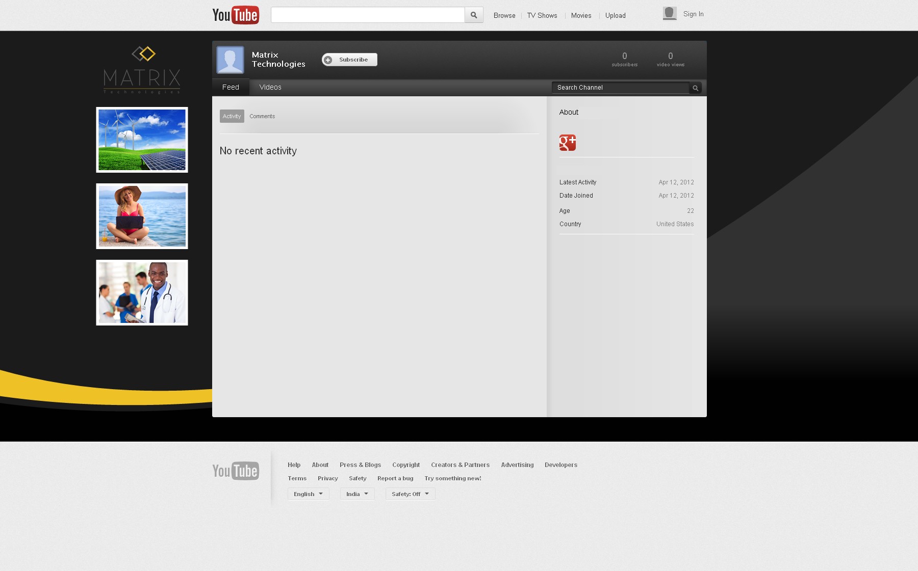 Youtube page design