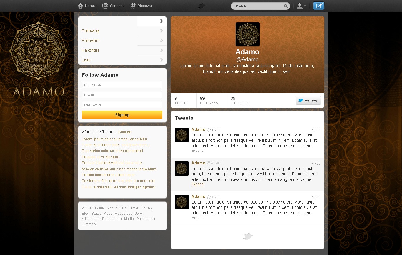 Twitter page design