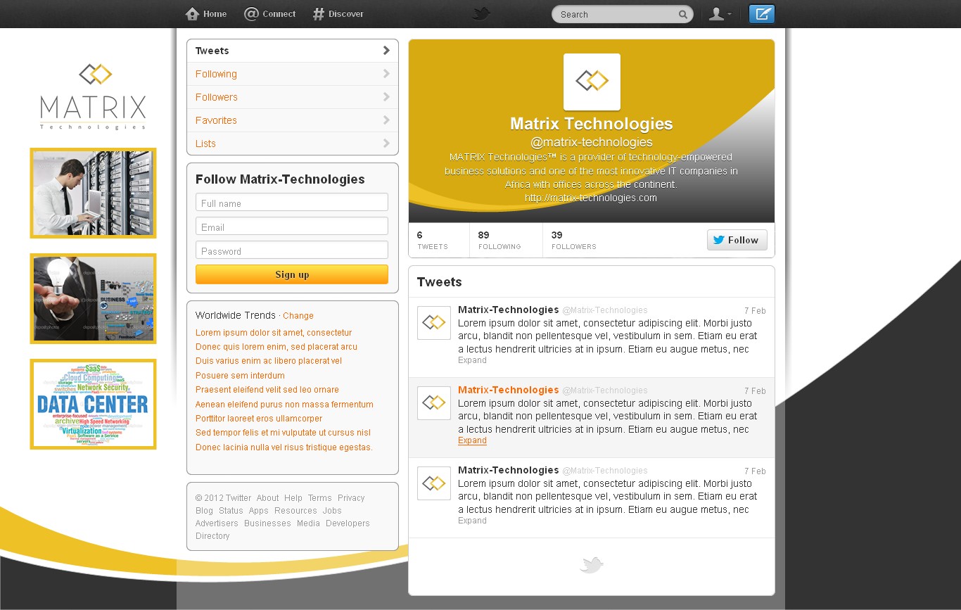 Twitter page design